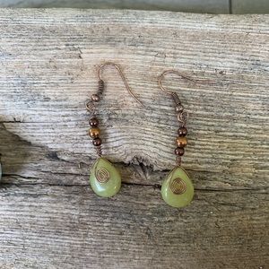 Boho chartreuse wore wrapped earrings